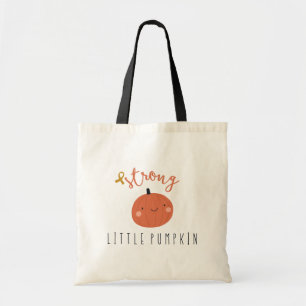 strong little pumpkin childhood cancer Totes bags