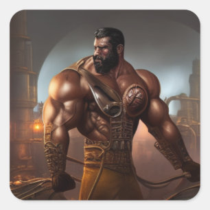 Strong Man Square Sticker