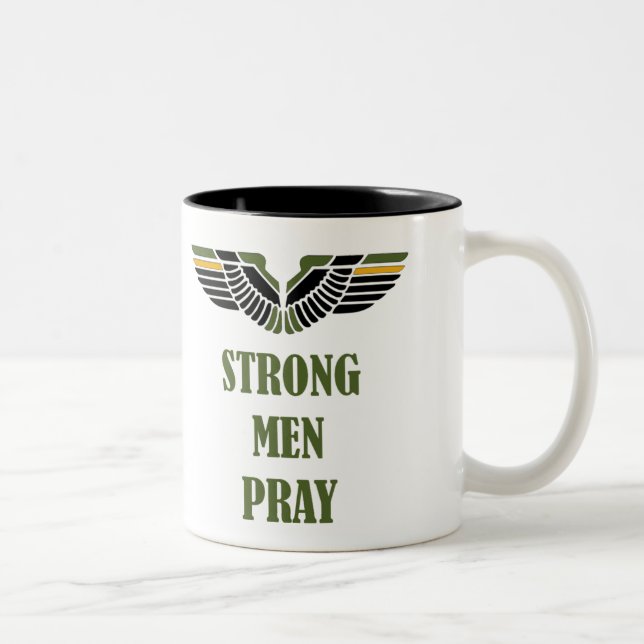 Strong Men Pray 11oz Two-Tone Christian Coffee Mug (Right)
