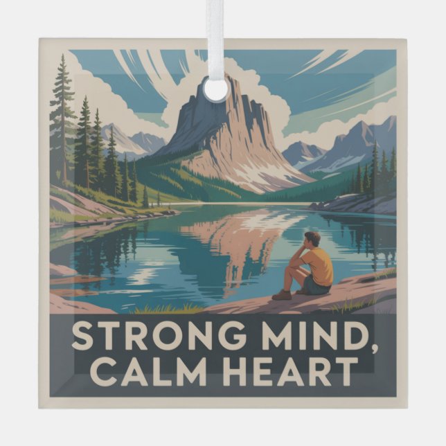 Strong Mind, Calm Heart Glass Tree Decoration (Front)