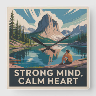 Strong Mind, Calm Heart Square Wall Clock