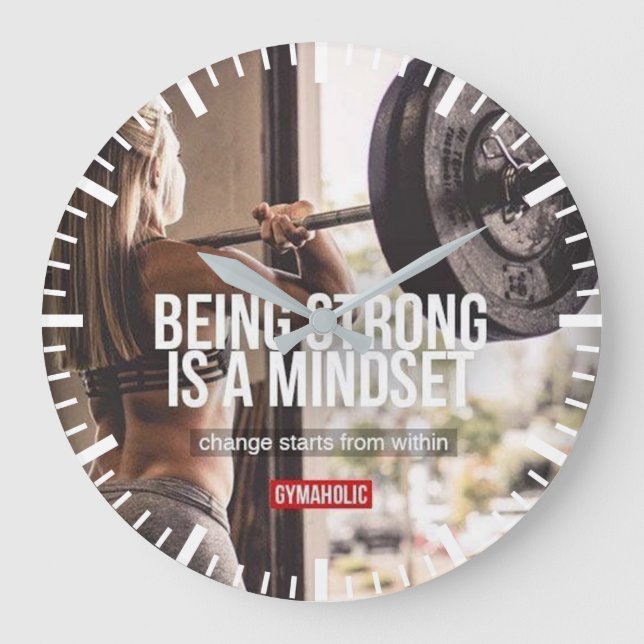 Strong Mindset - Women's Fitness Inspirational Large Clock (Front)