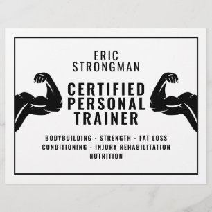 Strong minimalist fitness trainer flyer