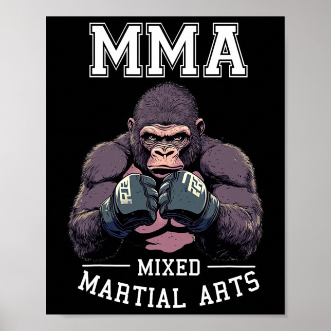 Strong Mma Gorilla - Boxing Cage Fighting  Poster (Front)