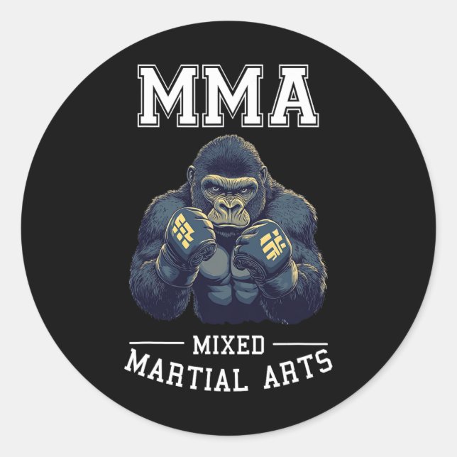 Strong Mma Gorilla - Thai Boxing Cage Fighting  Classic Round Sticker (Front)