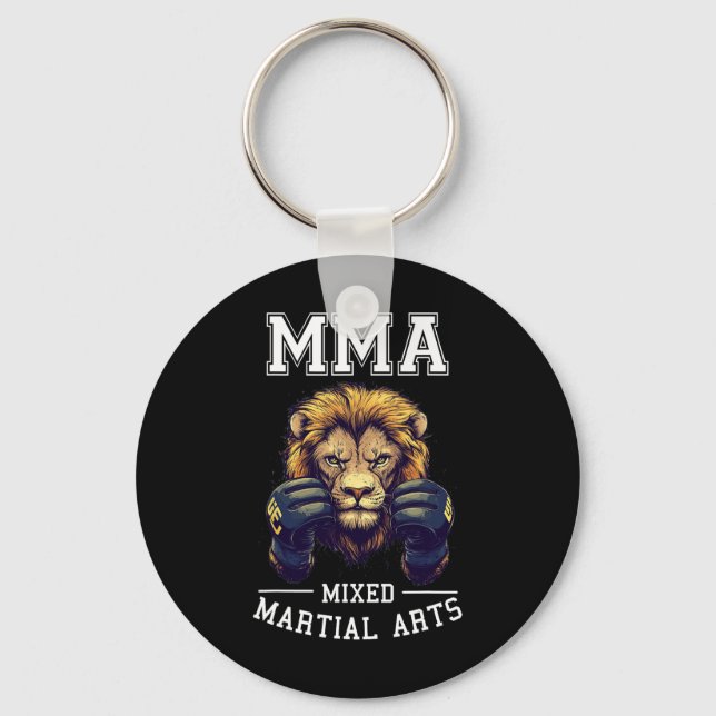 Strong Mma Lion - Thai Boxing Cage Fighting  Key Ring (Front)