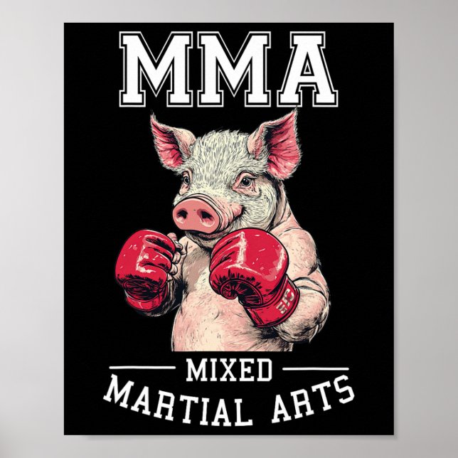 Strong Mma Pig - Thai Boxing Cage Fighting  Poster (Front)