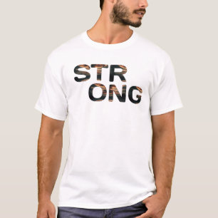 Strong +Motivational Fitness Typography Design T-Shirt