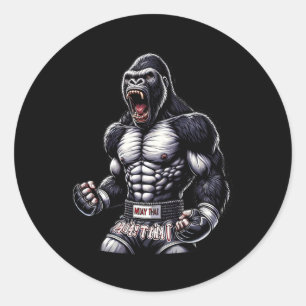 Strong Muay Thai Gorilla - Thai Boxing And Fightin Classic Round Sticker