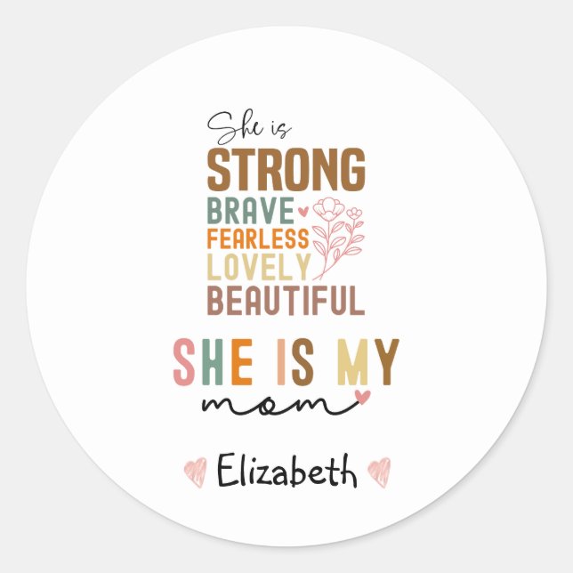 Strong Mum Retro Script Groovy Mother's day  Classic Round Sticker (Front)