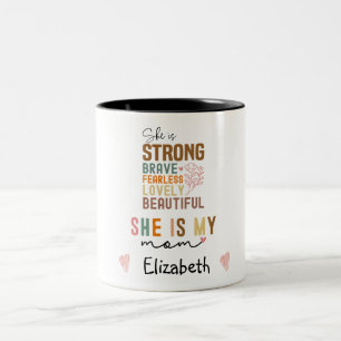 Strong Mum Retro Script Groovy Mother's day  Two-Tone Coffee Mug