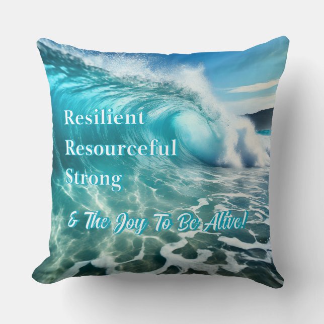 Strong Ocean Wave Inspirational Cushion (Front)