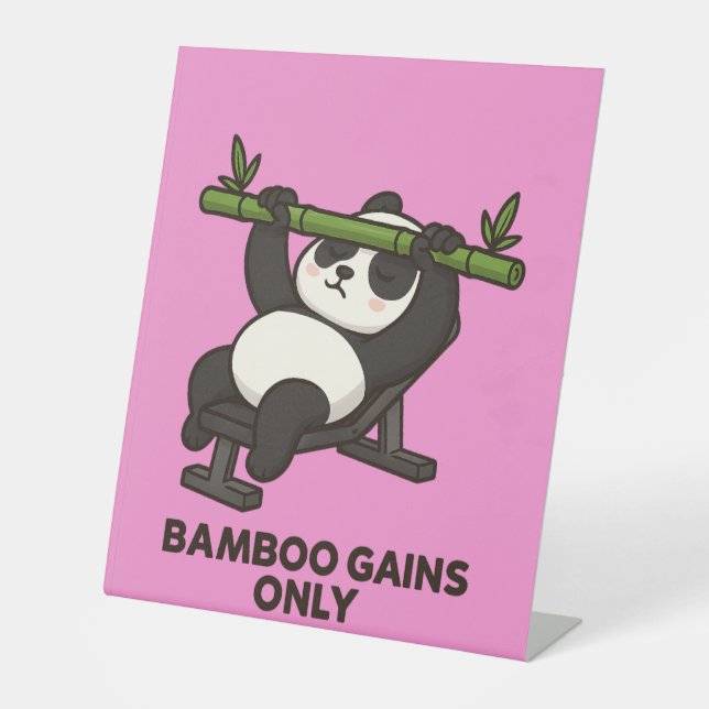 Strong Panda Workout Wallpaper | Motivational Anim Pedestal Sign (Front)