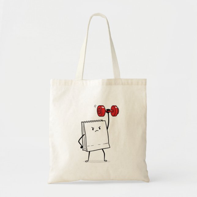 Strong Paper Bag Cartoon | Funny Gym Fitness Gift (Front)