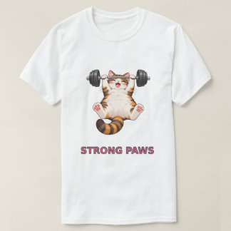 Strong Paws Cat Weightlifting T-Shirt