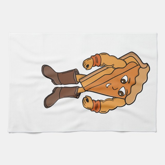 Strong Pie Wearing Boots Tea Towel (Horizontal)