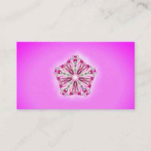 *~* Strong Pink Glowing Star Mandala Healer Reiki Business Card (Front)
