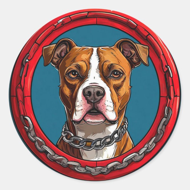Strong Pitbull dog Classic Round Sticker (Front)