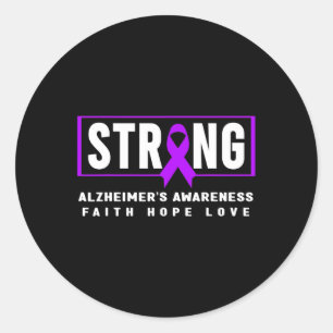Strong - Purple Ribbon Heimer’s Awareness Classic Round Sticker