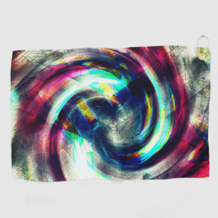 Strong red to blue spiral over grey rough shape th golf towel
