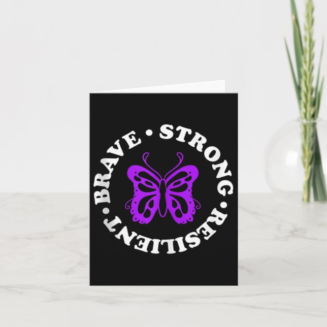 Strong Resilient Fibromyalgia Awareness Fibro Ribb Card (Front)