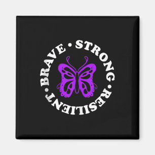 Strong Resilient Fibromyalgia Awareness Fibro Ribb Magnet