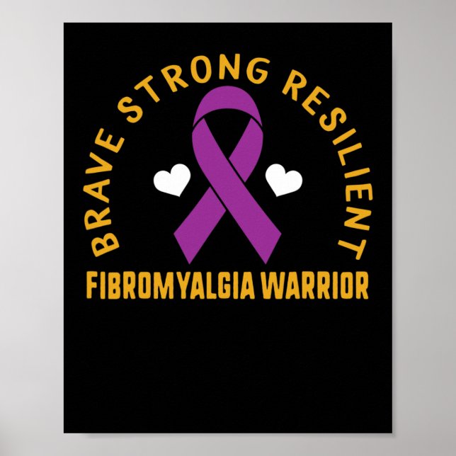 Strong Resilient Fibromyalgia Warrior Awareness Pu Poster (Front)