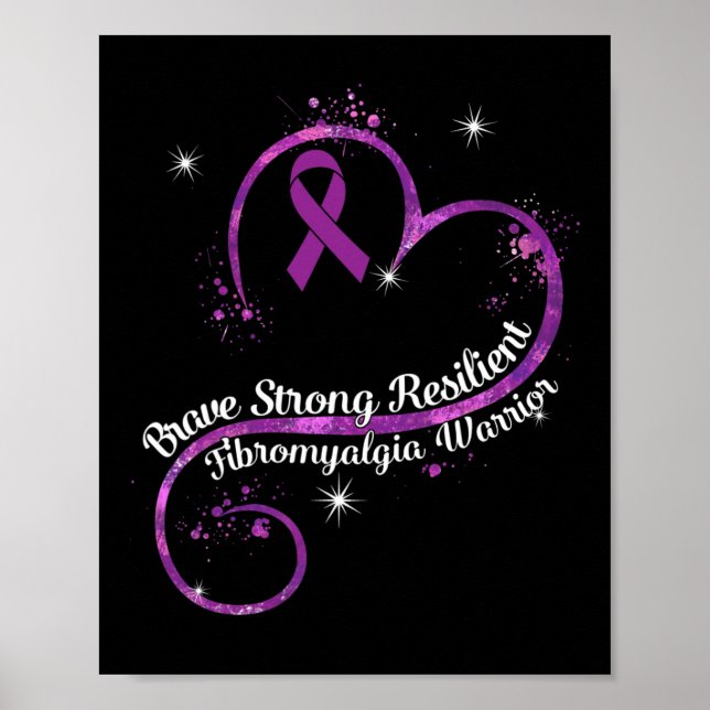 Strong Resilient Fibromyalgia Warrior Awareness Pu Poster (Front)