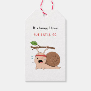 Strong Snail Carrying a Heavy Load Sticker Gift Tags