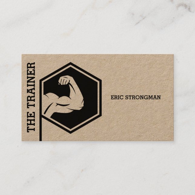 Strong style fitness inspiration kraft business card (Front)