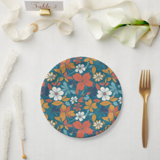 Strong Summer Floral Pattern Paper Plate