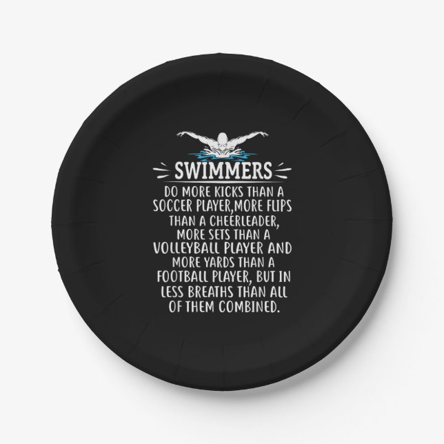 Strong Swimmer Swim Swimming Gifts For Men Women Paper Plate (Front)