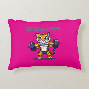**Strong Tiger – Cute Tiger Lifting Weights Illust Decorative Cushion