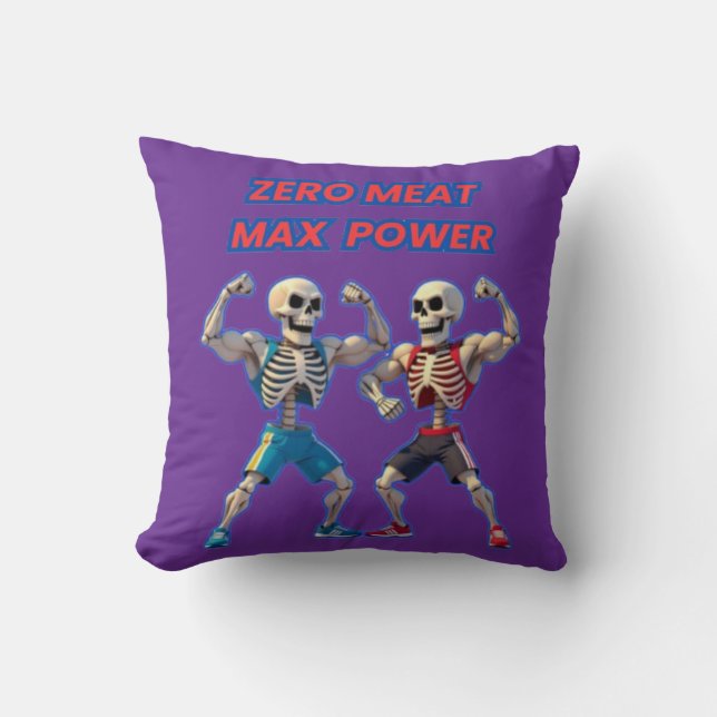 Strong to the Bone – Funny Skeleton Muscle Design Cushion (Front)