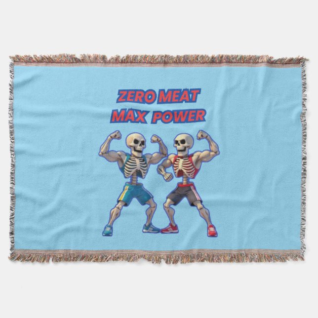 Strong to the Bone – Funny Skeleton Muscle Design Throw Blanket (Front)