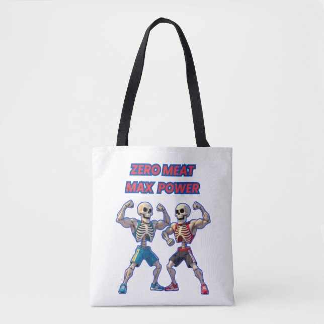 Strong to the Bone – Funny Skeleton Muscle Design Tote Bag (Front)