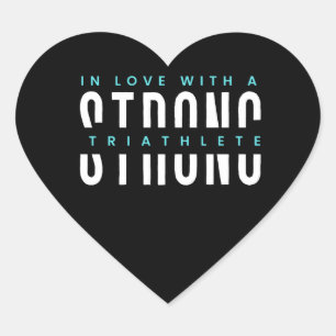 Strong Triathlete Black Heart And WhiteTypography Sticker