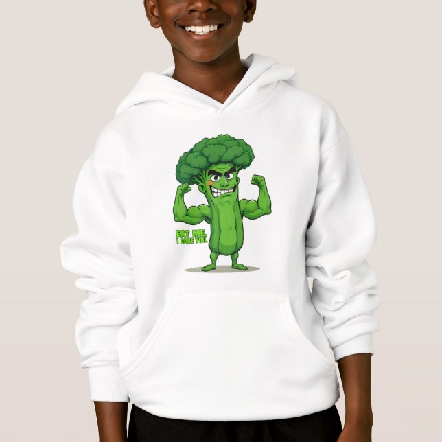 Strong Veggies Club-Flexing Broccoli Funny Cartoon (Front)