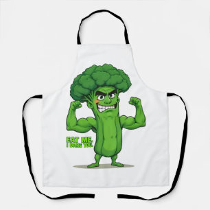 Strong Veggies Club-Flexing Broccoli Funny Cartoon Apron