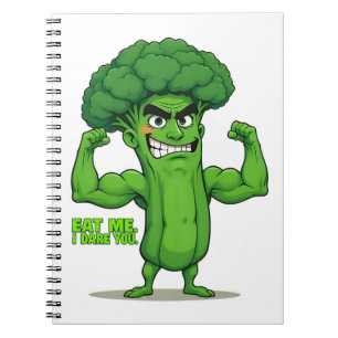Strong Veggies Club-Flexing Broccoli Funny Cartoon Notebook