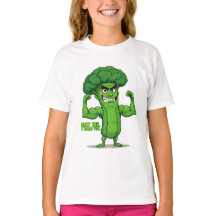 Strong Veggies Club-Flexing Broccoli Funny Cartoon