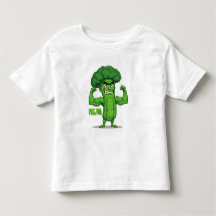 Strong Veggies Club-Flexing Broccoli Funny Cartoon
