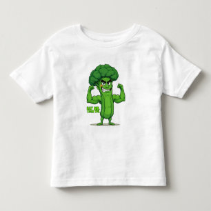 Strong Veggies Club-Flexing Broccoli Funny Cartoon Toddler T-Shirt