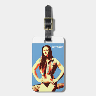 strong woman luggage tag