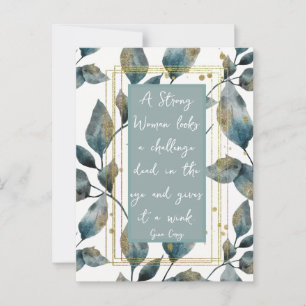 Strong Woman Positive Message Gold Green Foliage  Postcard