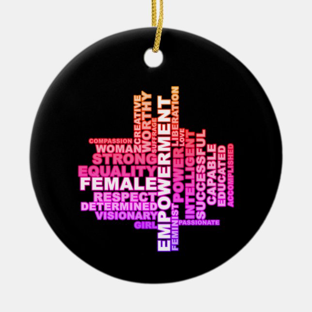 Strong Woman Word Cloud Ceramic Ornament (Front)