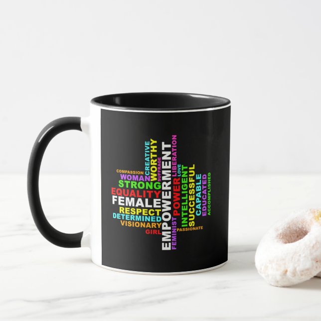 Strong Woman Word Cloud Mug (With Donut)