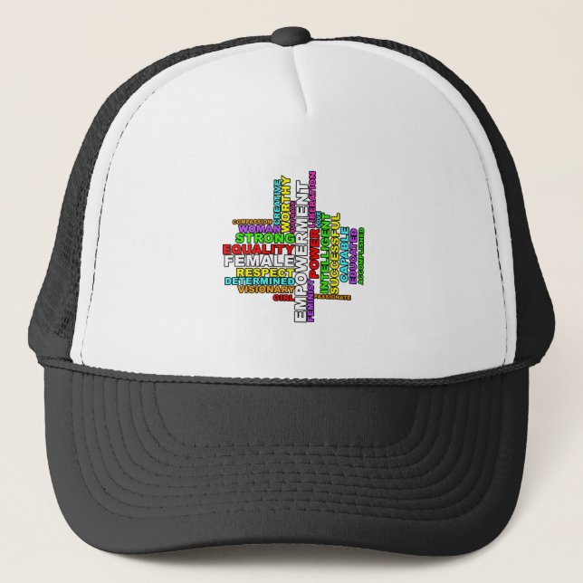 Strong Woman Word Cloud Trucker Hat (Front)