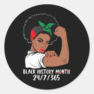 Strong Women Black History Month Melanin African A Classic Round Sticker