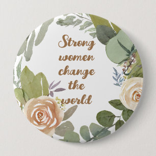 strong women change the world 8th march equality 10 cm round badge